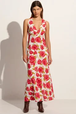 Acacia Maxi Dress Isadora Floral Red - Final Sale