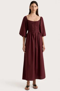 Alma Midi Dress Bordeaux