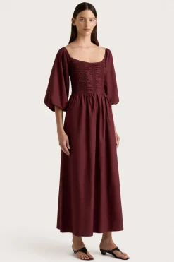 Alma Midi Dress Bordeaux
