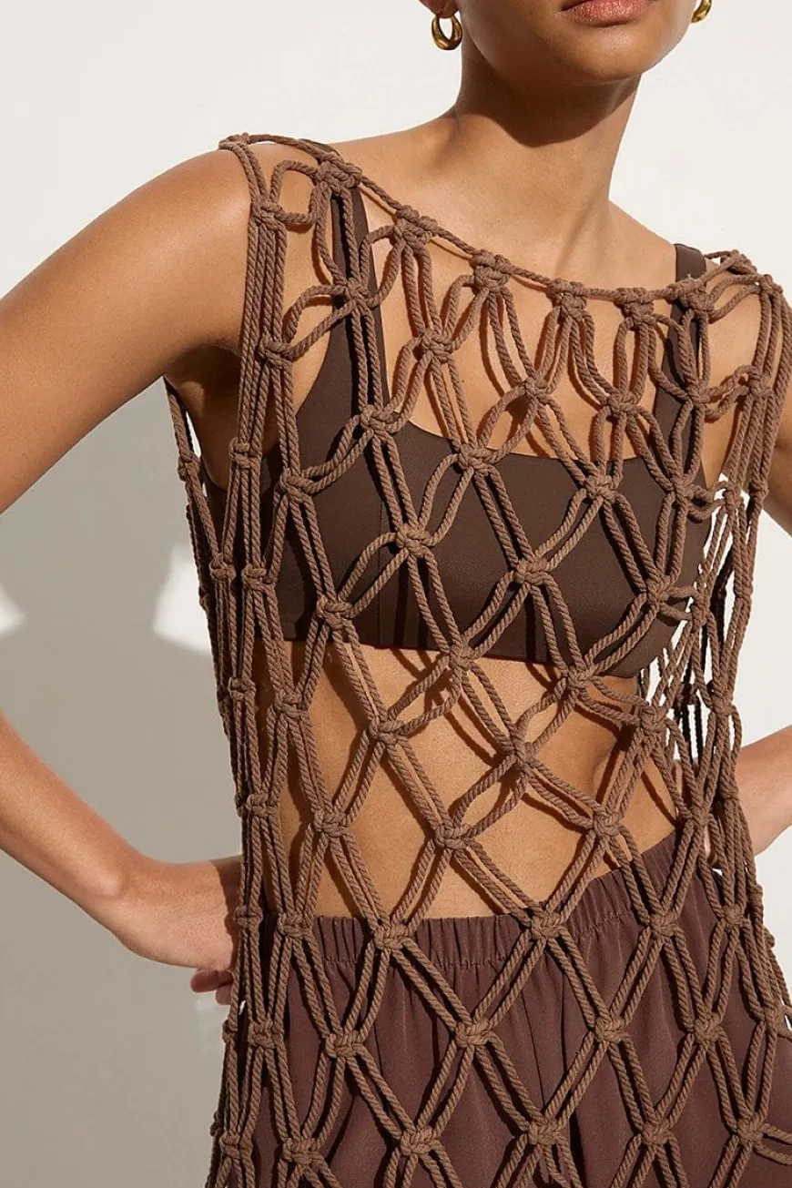 Amália Macrame Tunic Mocha - Final Sale