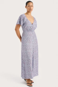 Aurelia Midi Dress Amaryllis Floral Blue
