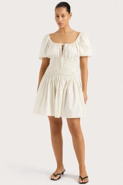Aya Mini Dress Cream Pinstripe
