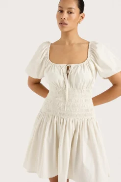 Aya Mini Dress Cream Pinstripe
