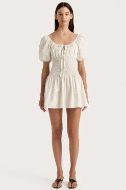 Aya Mini Dress Cream Pinstripe
