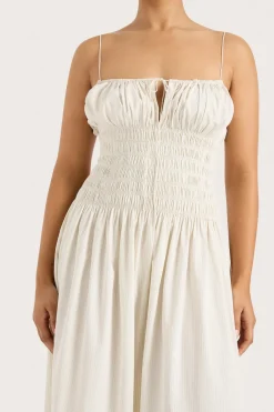 Aya String Maxi Dress Cream Pinstripe
