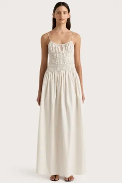 Aya String Maxi Dress Cream Pinstripe