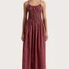 Aya String Maxi Dress Wine Stripe