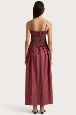 Aya String Maxi Dress Wine Stripe