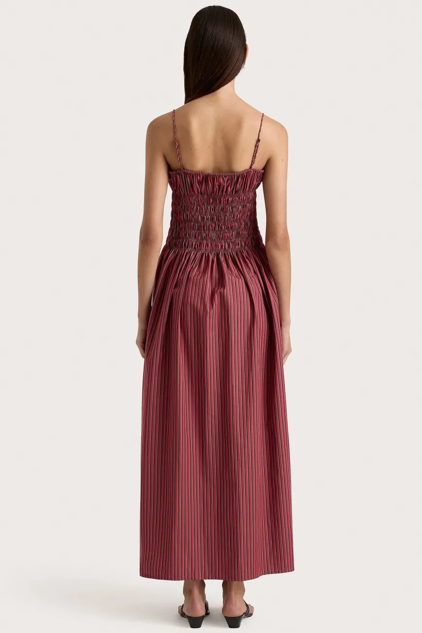 Aya String Maxi Dress Wine Stripe