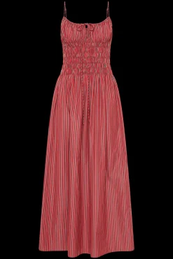 Aya String Maxi Dress Wine Stripe