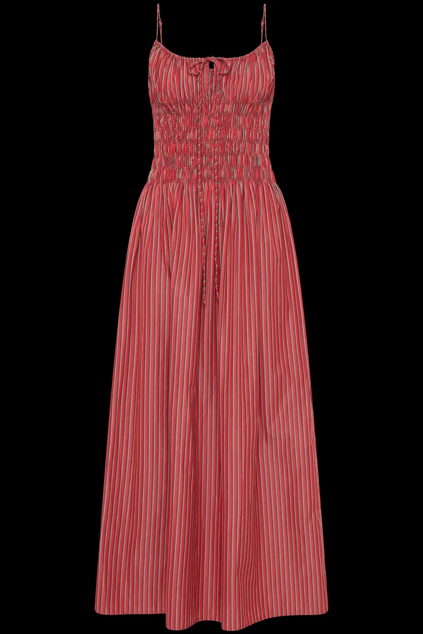 Aya String Maxi Dress Wine Stripe