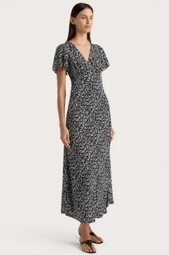 Boda Midi Dress Amaryllis Floral Black