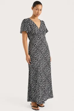 Boda Midi Dress Amaryllis Floral Black