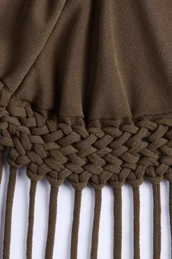 Brita Fringe Dress Chocolate Brown