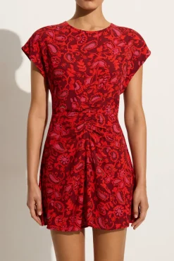Celestina Mini Dress Selcetta Paisley Red