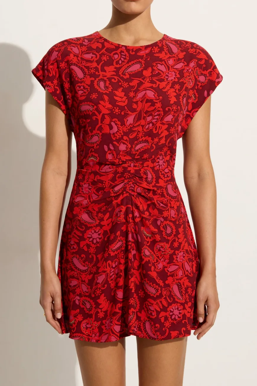 Celestina Mini Dress Selcetta Paisley Red