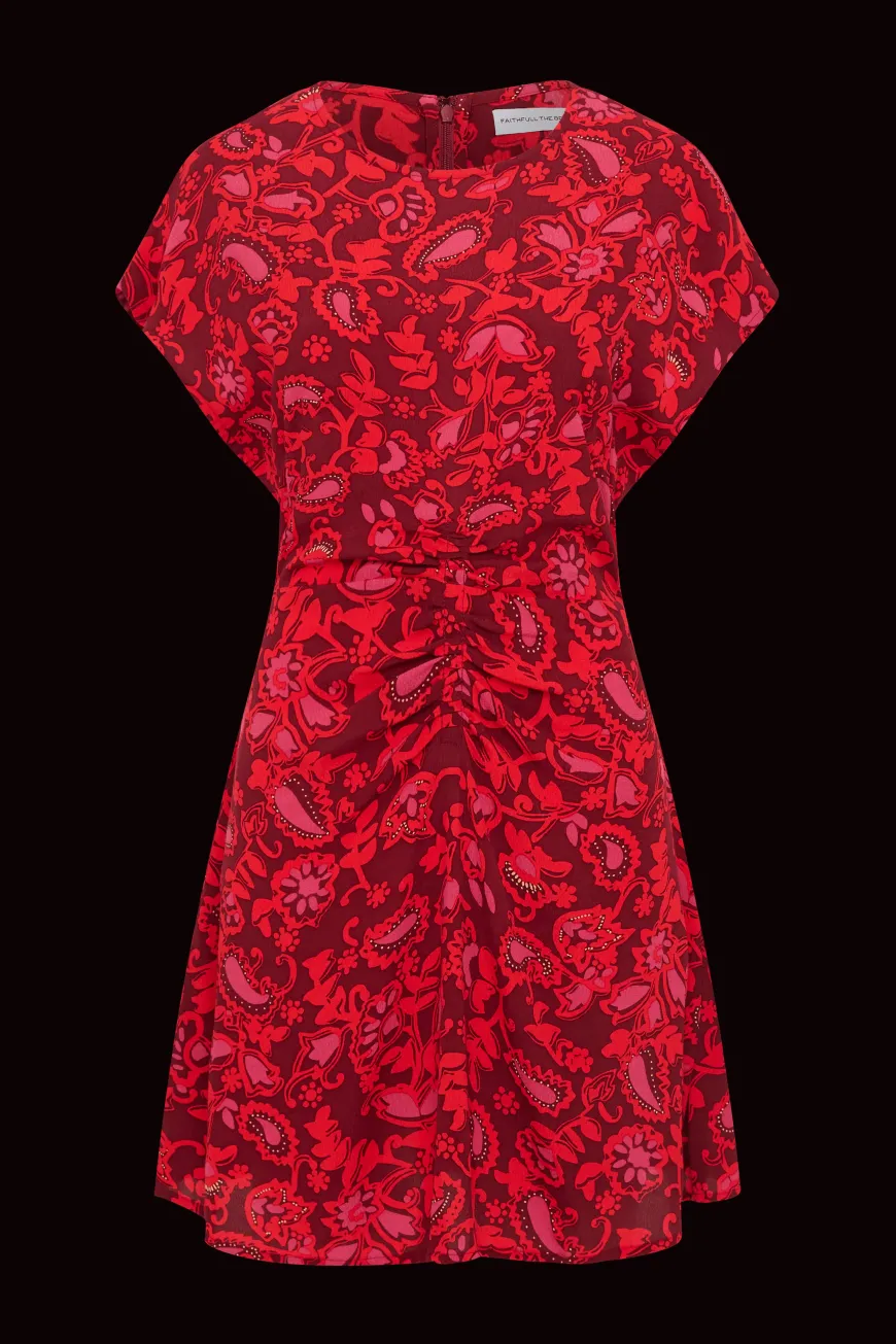 Celestina Mini Dress Selcetta Paisley Red