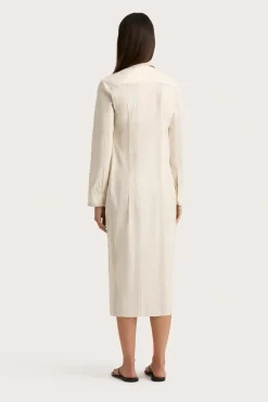 En Vau Shirt Dress Foam Taupe Stripe