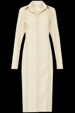 En Vau Shirt Dress Foam Taupe Stripe