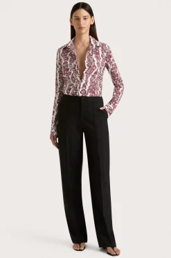 Estelle Fitted Shirt Striped Floral Wine