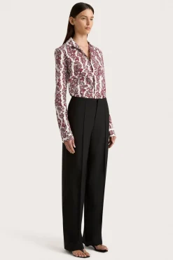 Estelle Fitted Shirt Striped Floral Wine