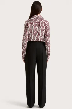 Estelle Fitted Shirt Striped Floral Wine