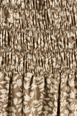 Fleur Maxi Dress Micro Leaves Walnut