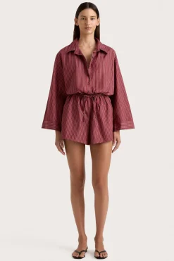 Freja Playsuit Wine Stripe