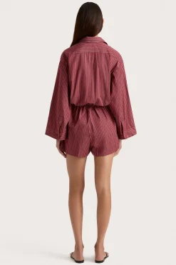 Freja Playsuit Wine Stripe