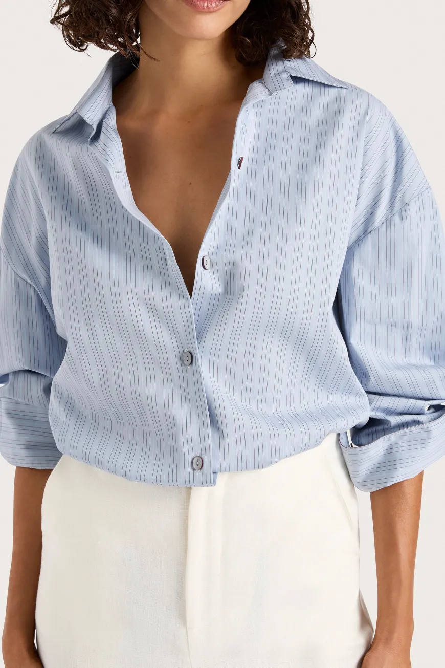 Freja Shirt Blue Pinstripe