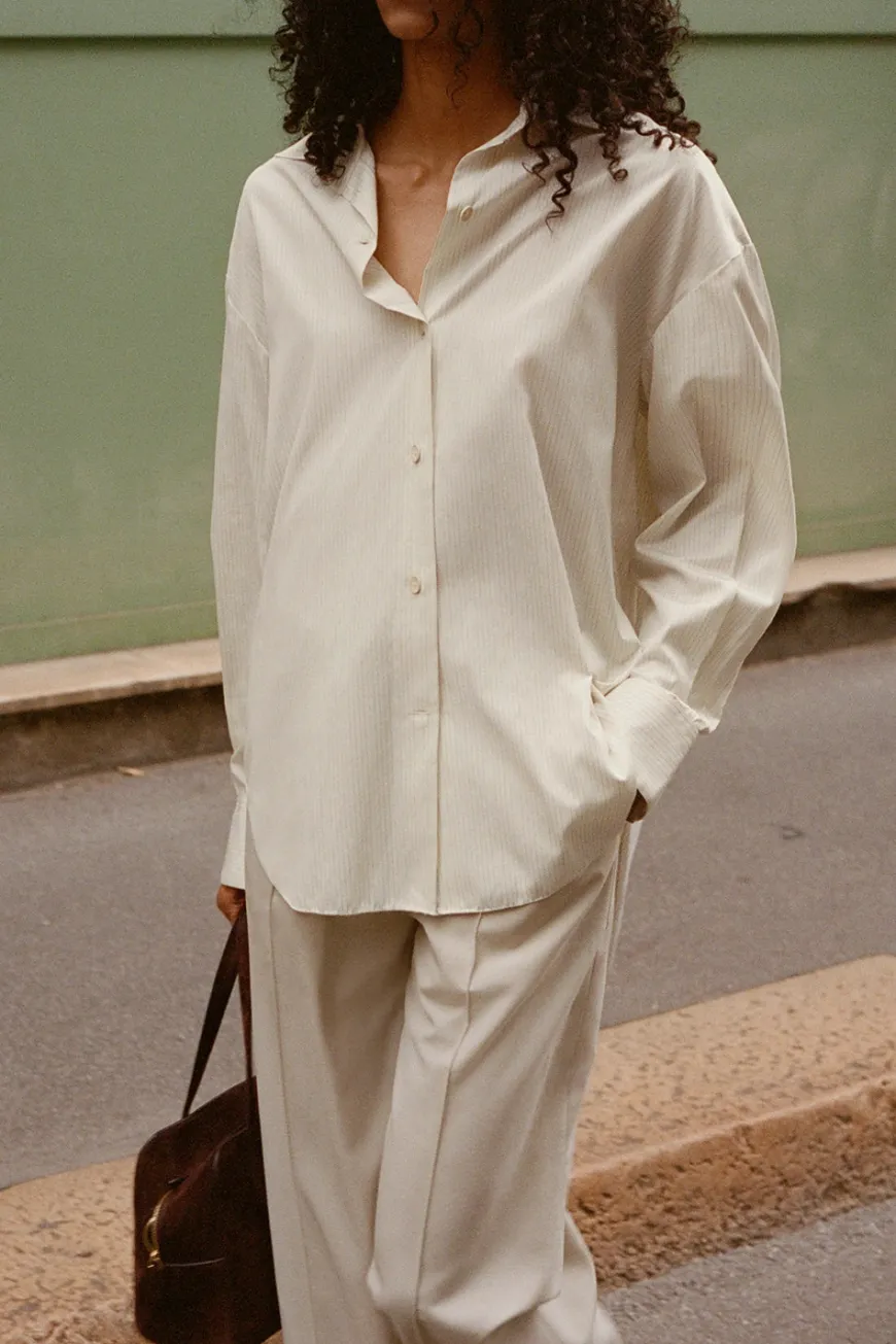 Freja Shirt Cream Pinstripe