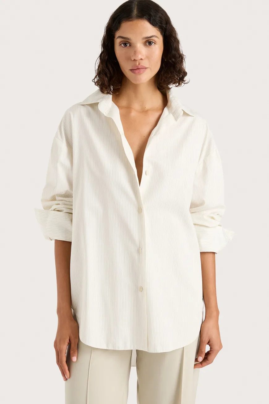 Freja Shirt Cream Pinstripe