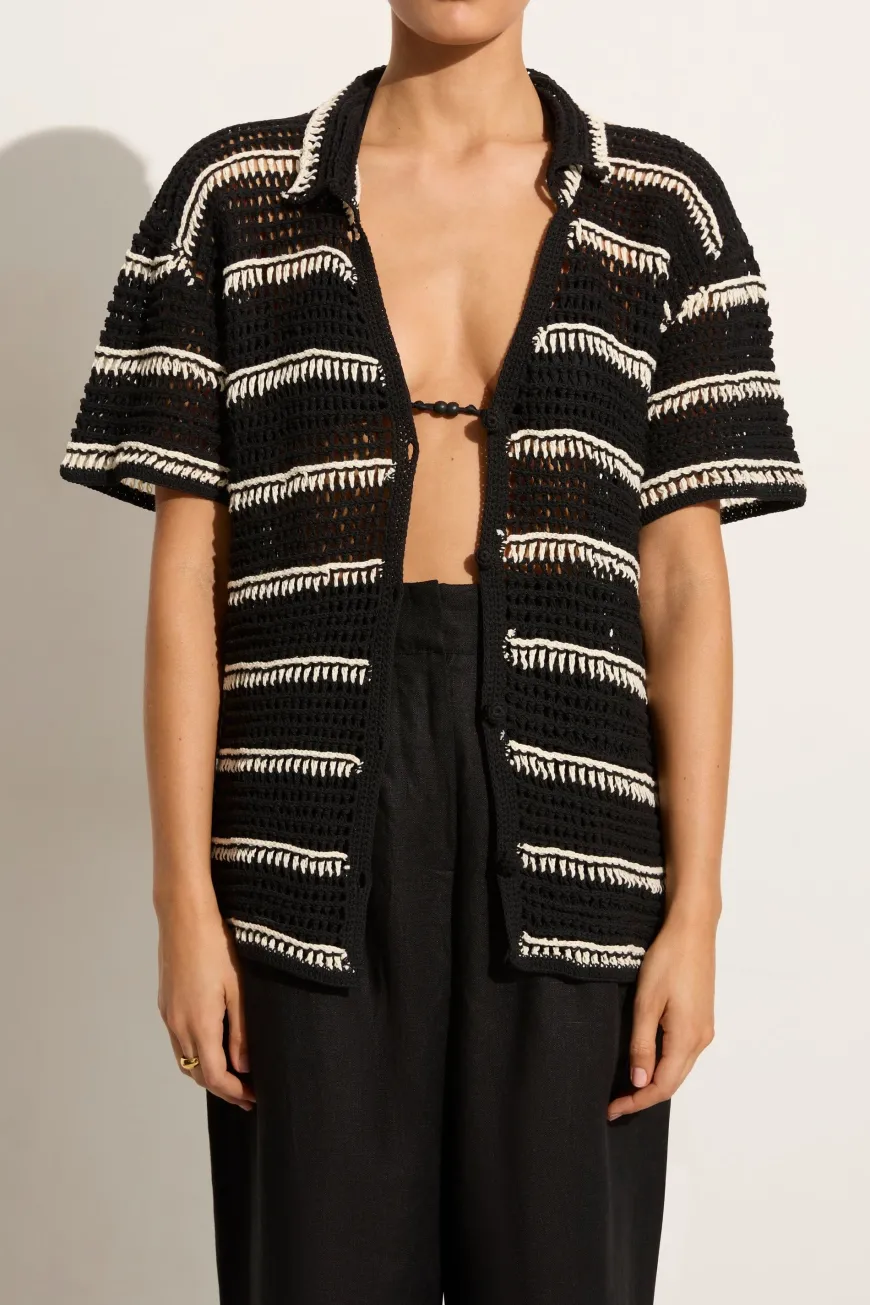 Gioia Handmade Crochet Shirt Black/Off White