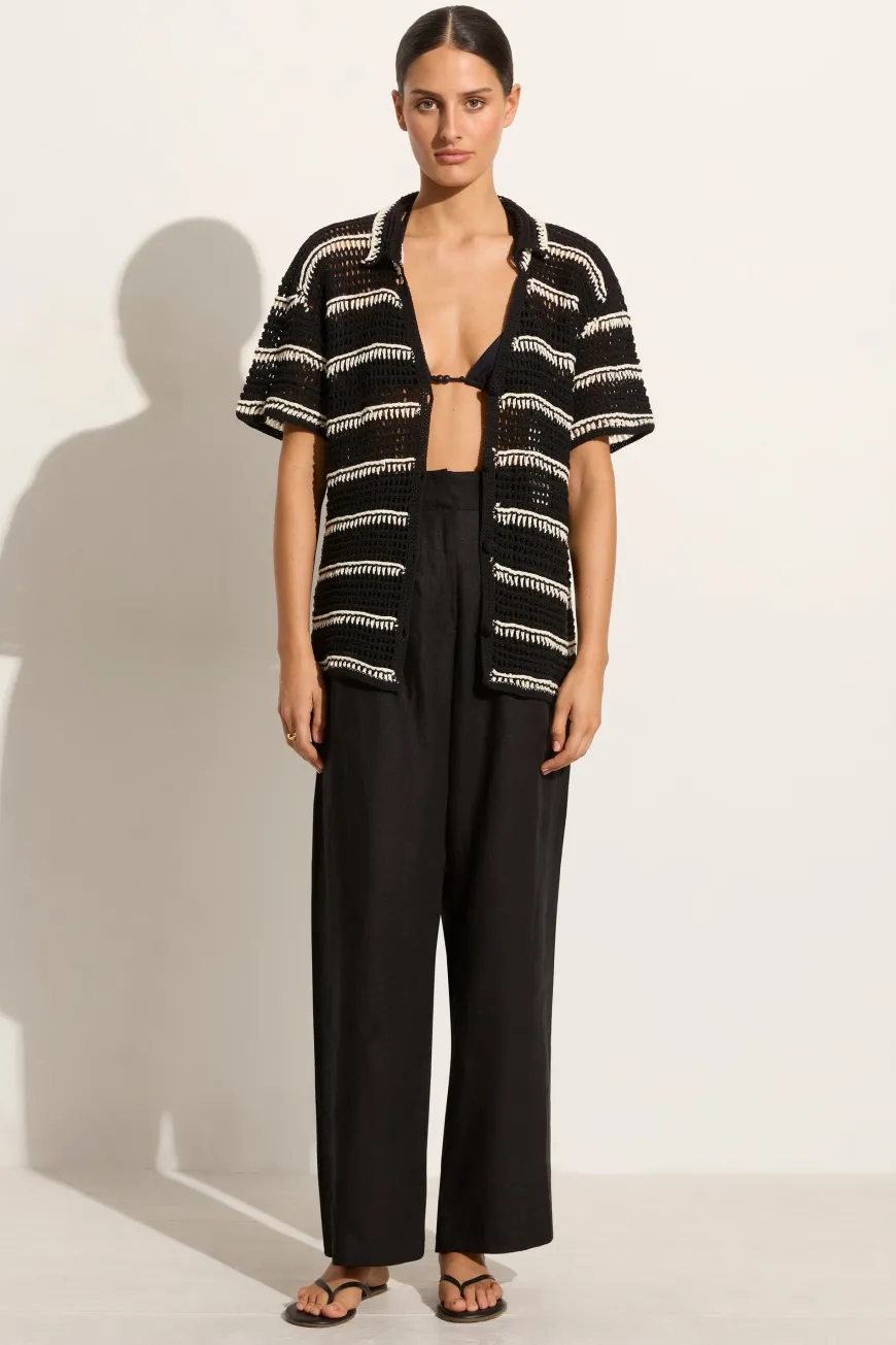 Gioia Handmade Crochet Shirt Black/Off White