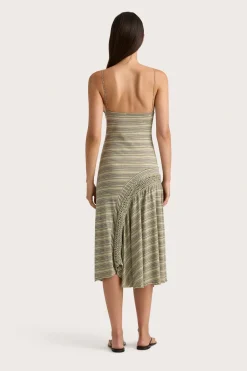 Hyeres Midi Dress Lemon Navy Stripe