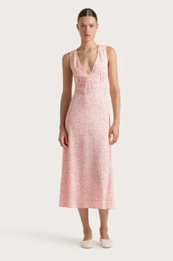 Jardin Midi Dress Calla Vermillion