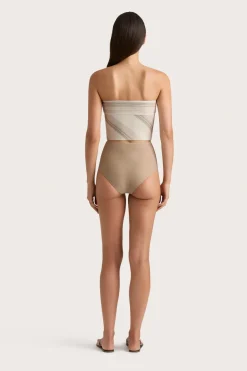 Jean Swim Top Futura Stripe Taupe