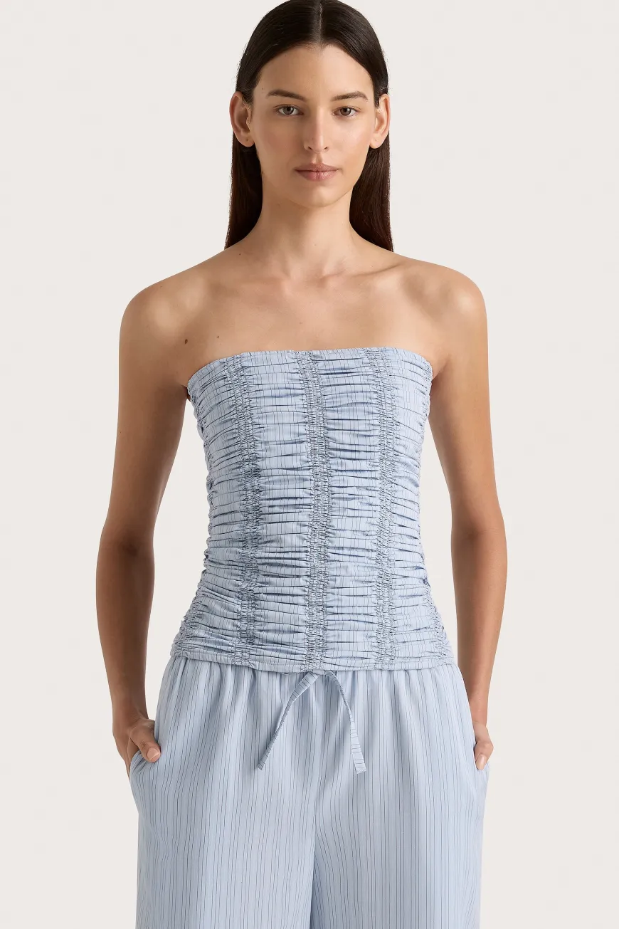 Jilliane Top Blue Pinstripe