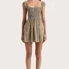 Lene Mini Dress Micro Leaves Walnut