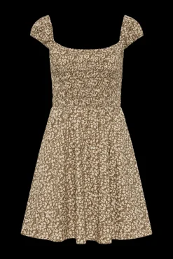 Lene Mini Dress Micro Leaves Walnut