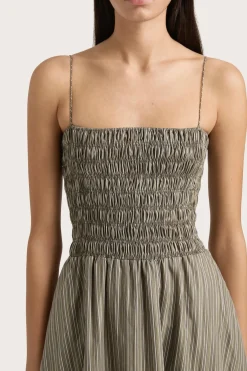 Lida Maxi Dress Khaki Stripe