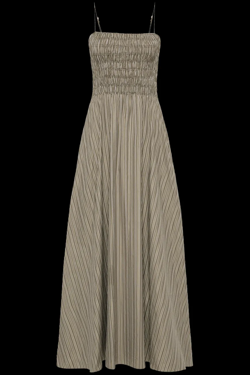 Lida Maxi Dress Khaki Stripe