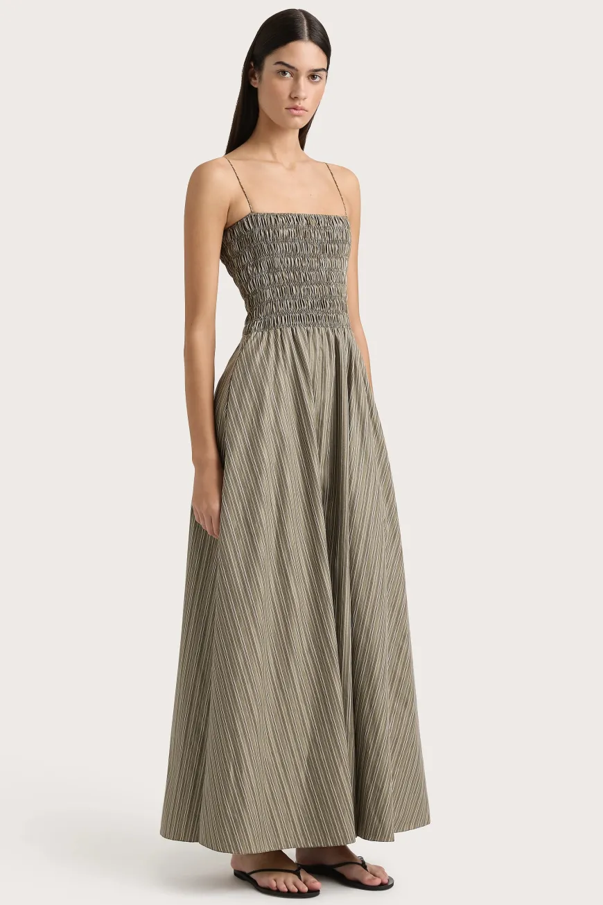 Lida Maxi Dress Khaki Stripe