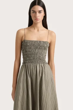 Lida Maxi Dress Khaki Stripe