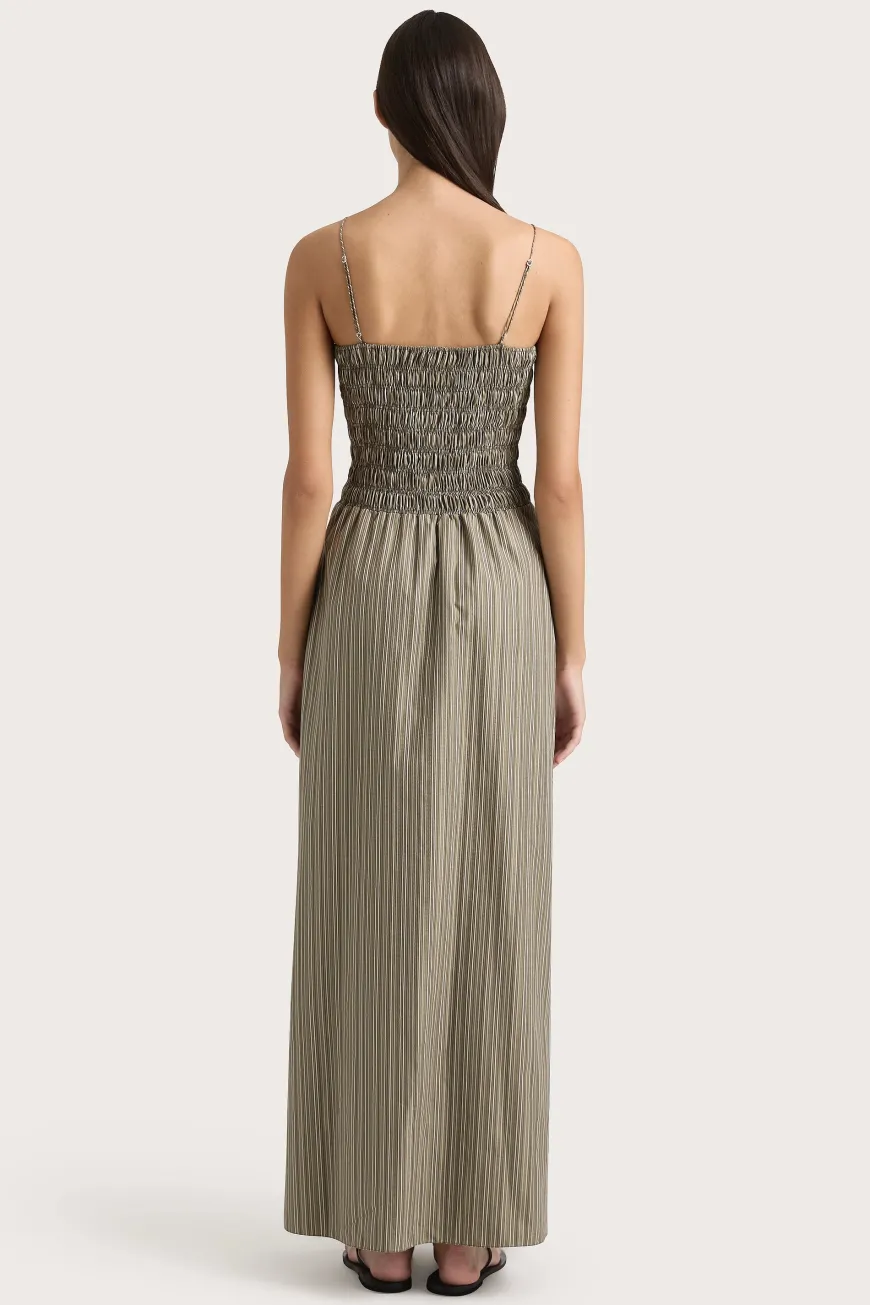 Lida Maxi Dress Khaki Stripe