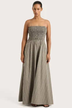 Lida Maxi Dress Khaki Stripe