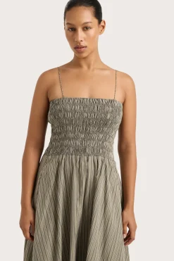 Lida Maxi Dress Khaki Stripe