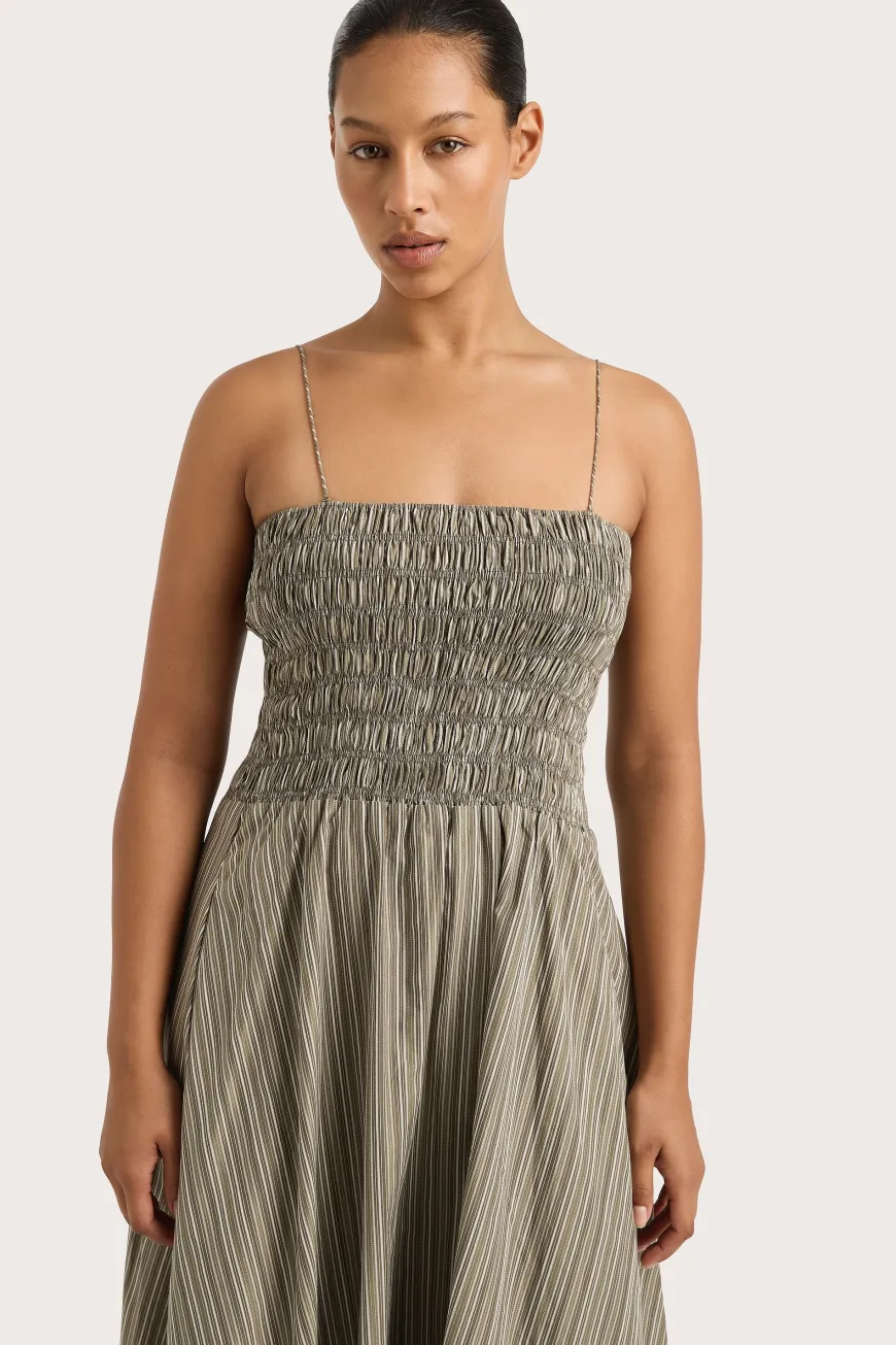 Lida Maxi Dress Khaki Stripe