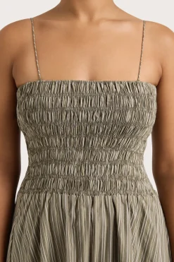 Lida Maxi Dress Khaki Stripe