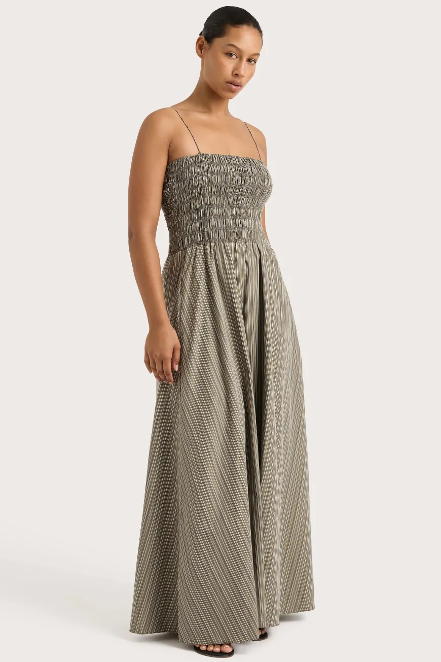 Lida Maxi Dress Khaki Stripe